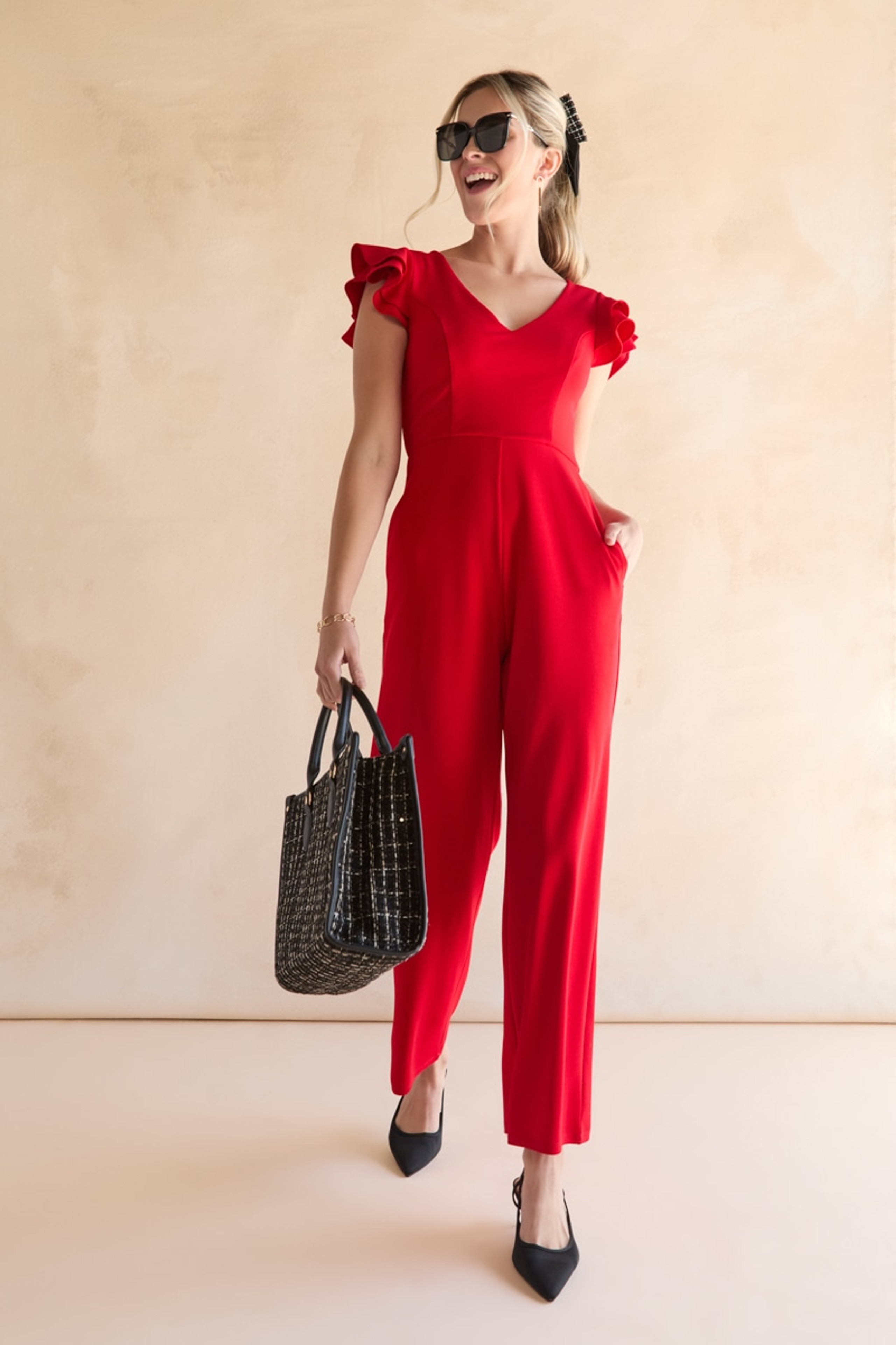 Sylvia Ruffle Sleeve Jumpsuit | Francesca's