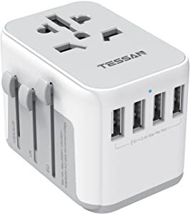 Universal Power Adapter, TESSAN International Plug Adapter with 4 USB Outlets, Travel Worldwide A... | Amazon (US)