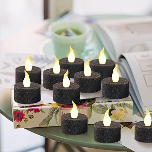 Furora LIGHTING LED Black Candles Battery Operated Tea Lights with Built-In 6/18Timer, Black Flamele | Amazon (US)