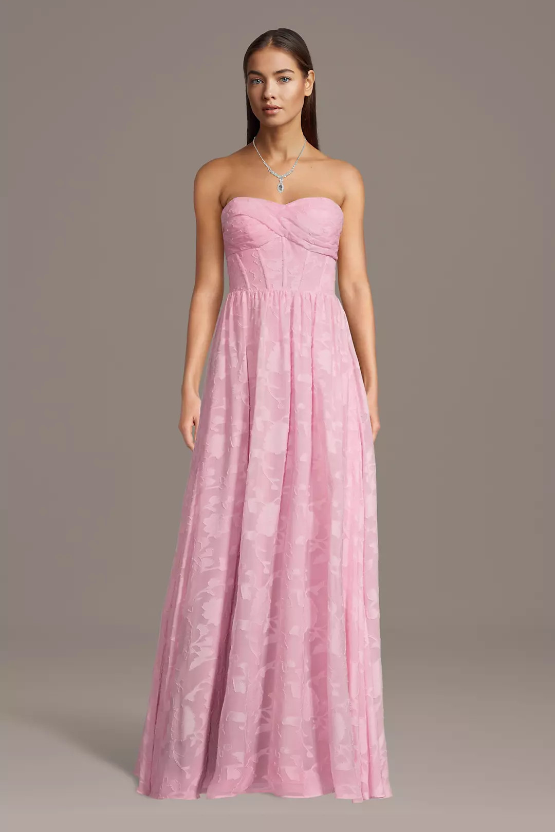 Twist Bodice Burnout A-Line Dress | David's Bridal