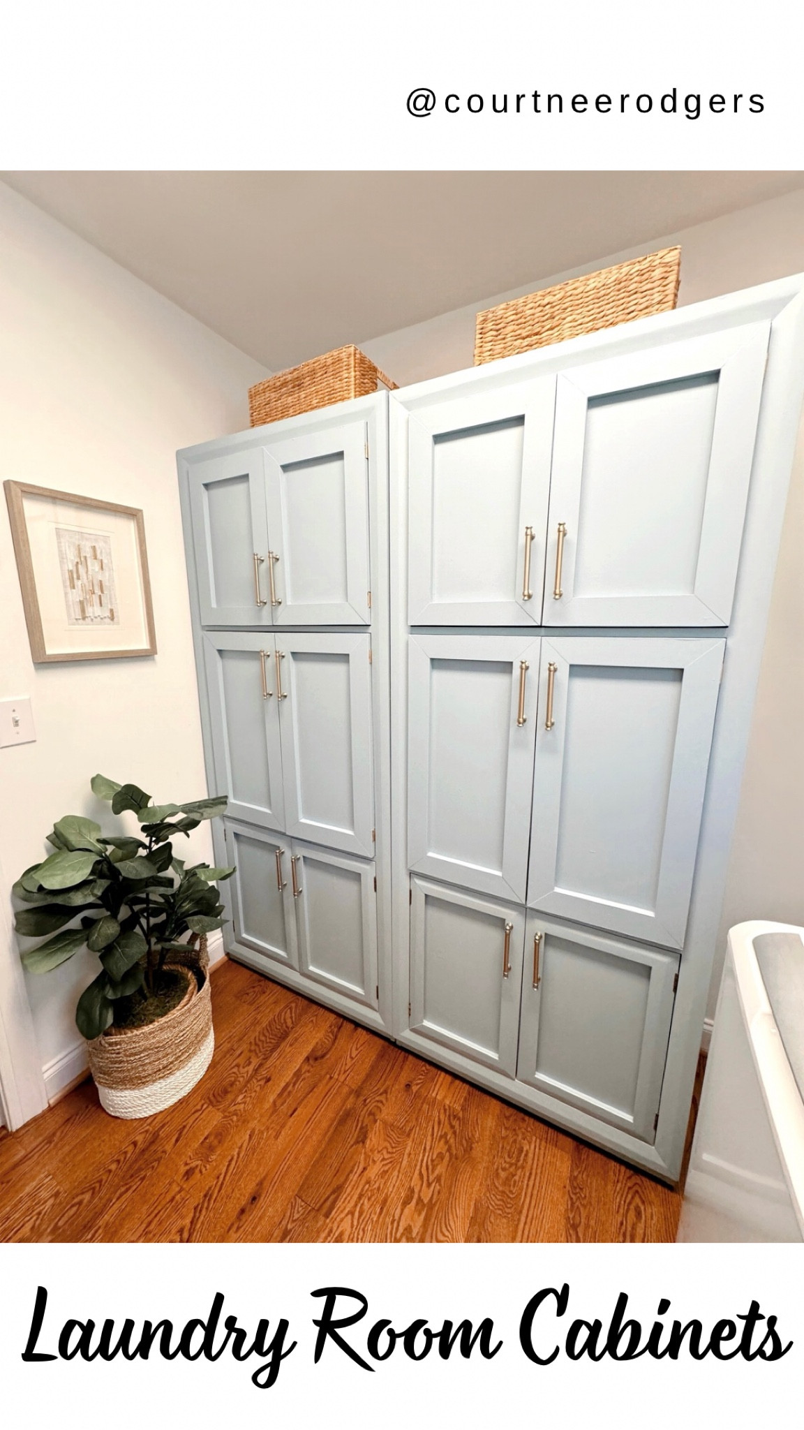 Oh how Michael and I are both SO happy this project is over! 🤣🙌🏻🩵 I’ve always wanted a “pretty” laundry room and when we moved into our house last year, this room was last on the list to make “pretty”! 😅 We found the cabinets on FB marketplace (very sturdy/heavy duty cabinets) and they fit the laundry room perfectly! 💁🏼‍♀️ The whole point of the makeover though was to have closed doors on cabinets so Michael had to make them to match the existing doors on the cabinets we bought! We obviously wanted to do these on a budget, hence why we didn’t go the custom cabinet route! They turned out perfectly and I’m obsessed with the blue color! 🙌🏻🩵✨🧼 Also this is officially the last DIY of 2024 because we have a project we’re launching in 2025! 🤩 

Laundry room, makeover, cabinets, DIY, home 

#LTKHome #LTKStyleTip #LTKSaleAlert