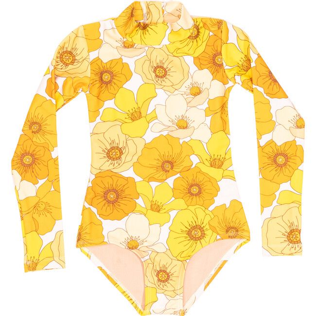 Mini Kelly Girls One Piece Swimsuit, Sunset Floral | Maisonette