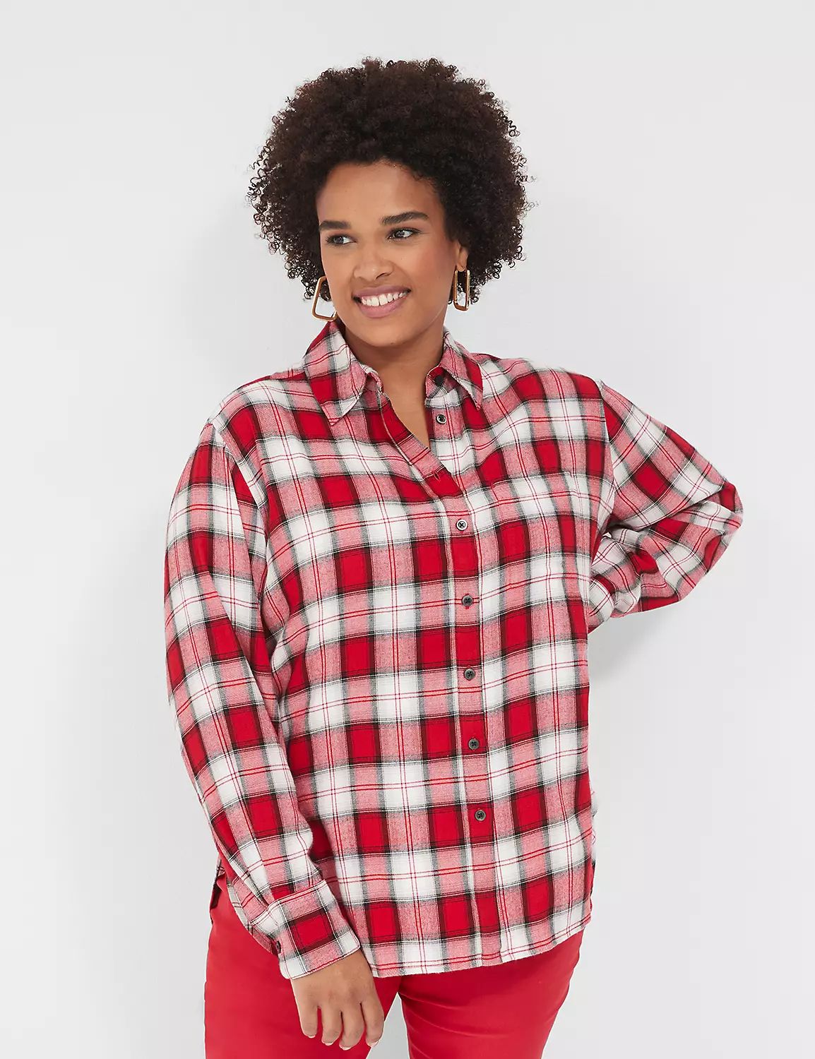 Relaxed Button-Down Plaid Flannel | LaneBryant | Lane Bryant (US)