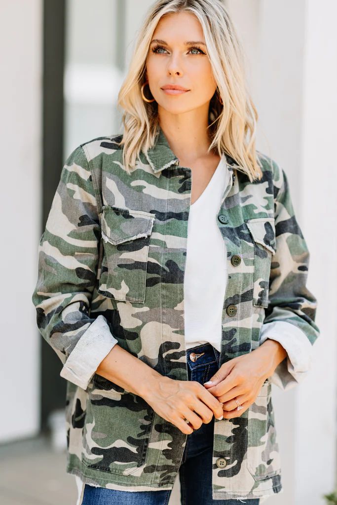 In Your Favor Army Green Camo Jacket | The Mint Julep Boutique
