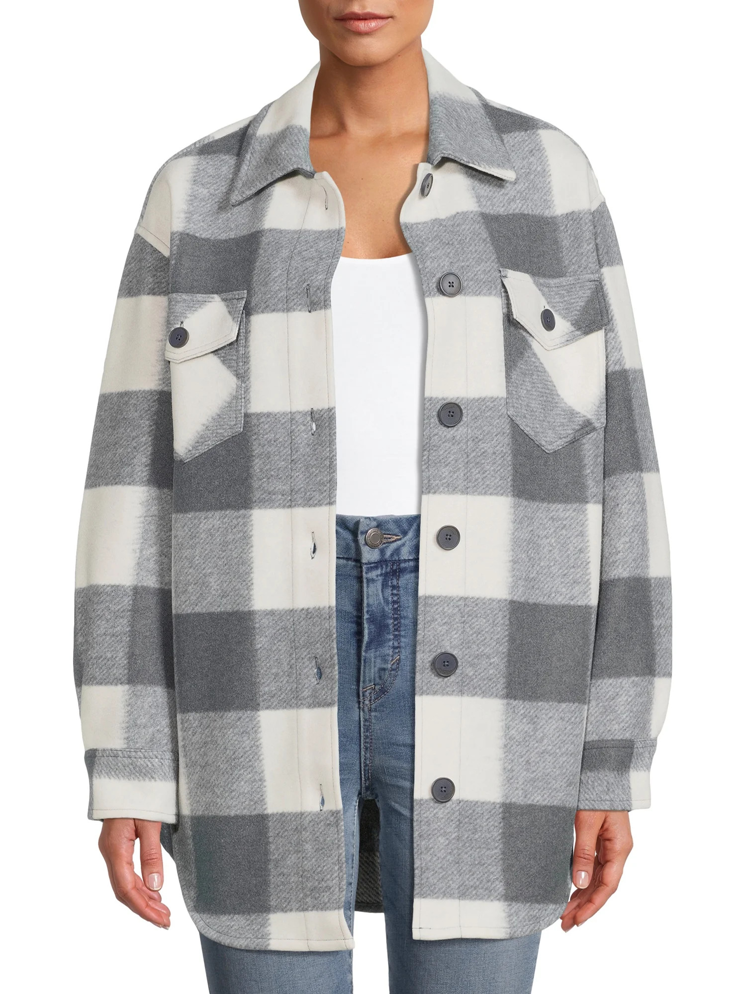 Time and Tru Women's Plaid Shacket | Walmart (US)