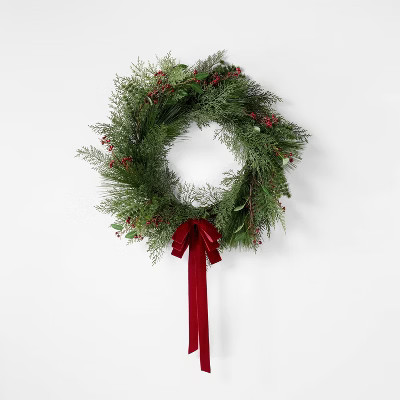 Red and Green Holiday Wreath - Threshold™ designed with Studio McGee | Target