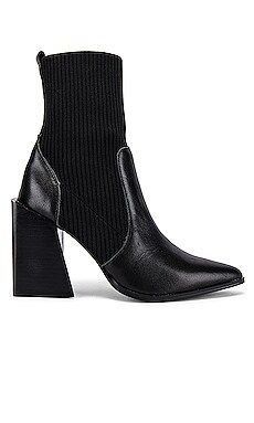 Steve Madden Tackle Sock Bootie in Black Leather from Revolve.com | Revolve Clothing (Global)