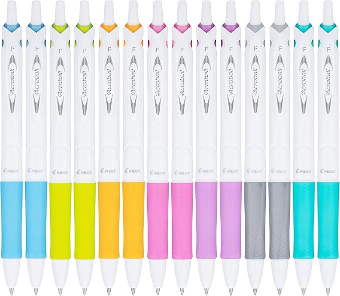 PILOT Acroball PureWhite Advanced Ink Refillable & Retractable Ball Point Pens with Assorted Acce... | Amazon (US)