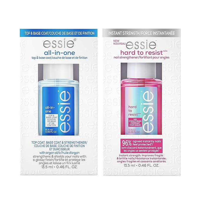 Essie Total Nail Care Set, Hard To Resist Nail Strengthener, Glow & Shine + All-In-One, Base Coat... | Amazon (US)