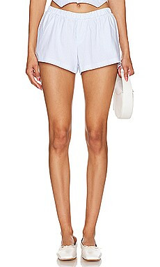 Frankies Bikinis Farmhouse Boxer Short in Sleepy Stripe Print from Revolve.com | Revolve Clothing (Global)