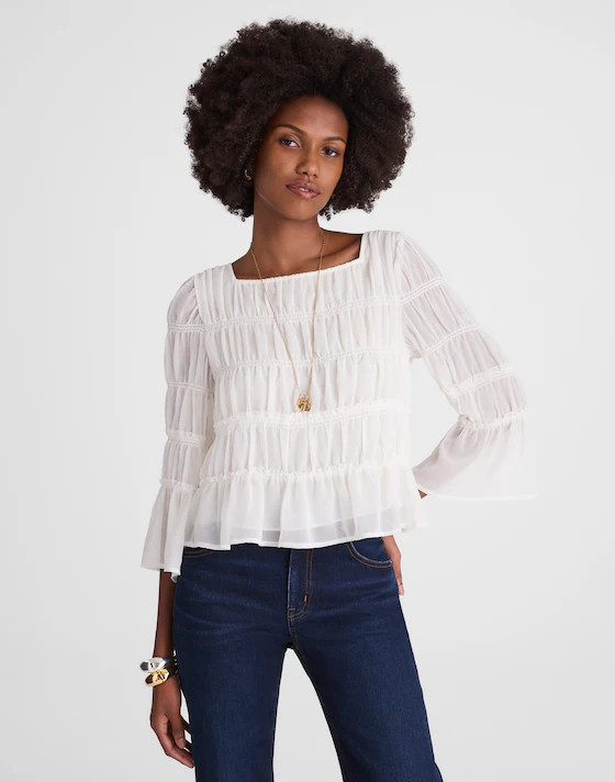 Squareneck Tiered Top | Madewell