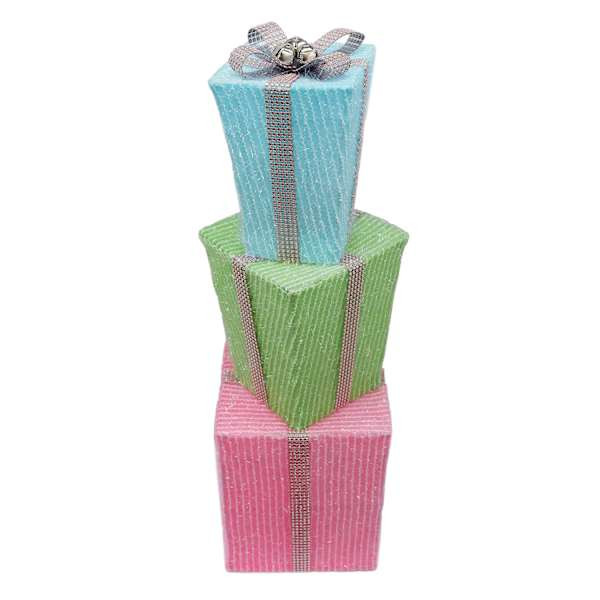 Mrs. Claus Bakery Pre-Lit LED Pastel Gift Stack, 28" | At Home