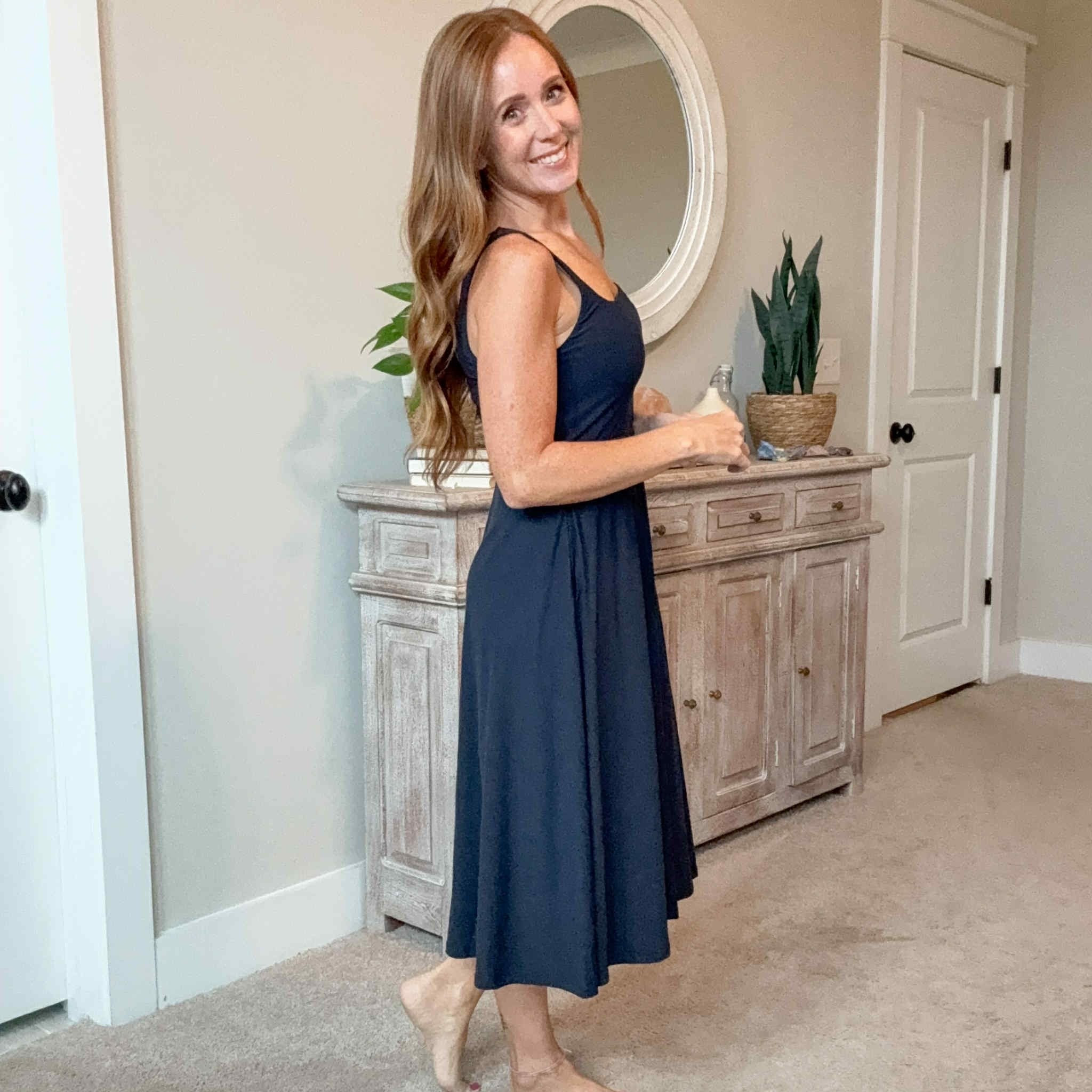 The most beautiful, buttery soft, yoga dress. Comes in 6 different colors, I got the true navy, soft yoga fabric. Straps are thick enough that you can wear a regular bra, I got my normal size. Washes beautifully. This is a win.

#LTKOver40 #LTKActive #LTKSeasonal