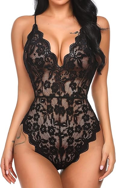 Avidlove Women One Piece Lingerie Deep V Teddy Sexy Lace Bodysuit | Amazon (US)