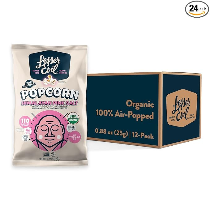 LesserEvil Himalayan Pink Salt Organic Popcorn, Premium Quality, Minimally Processed, No Vegetabl... | Amazon (US)