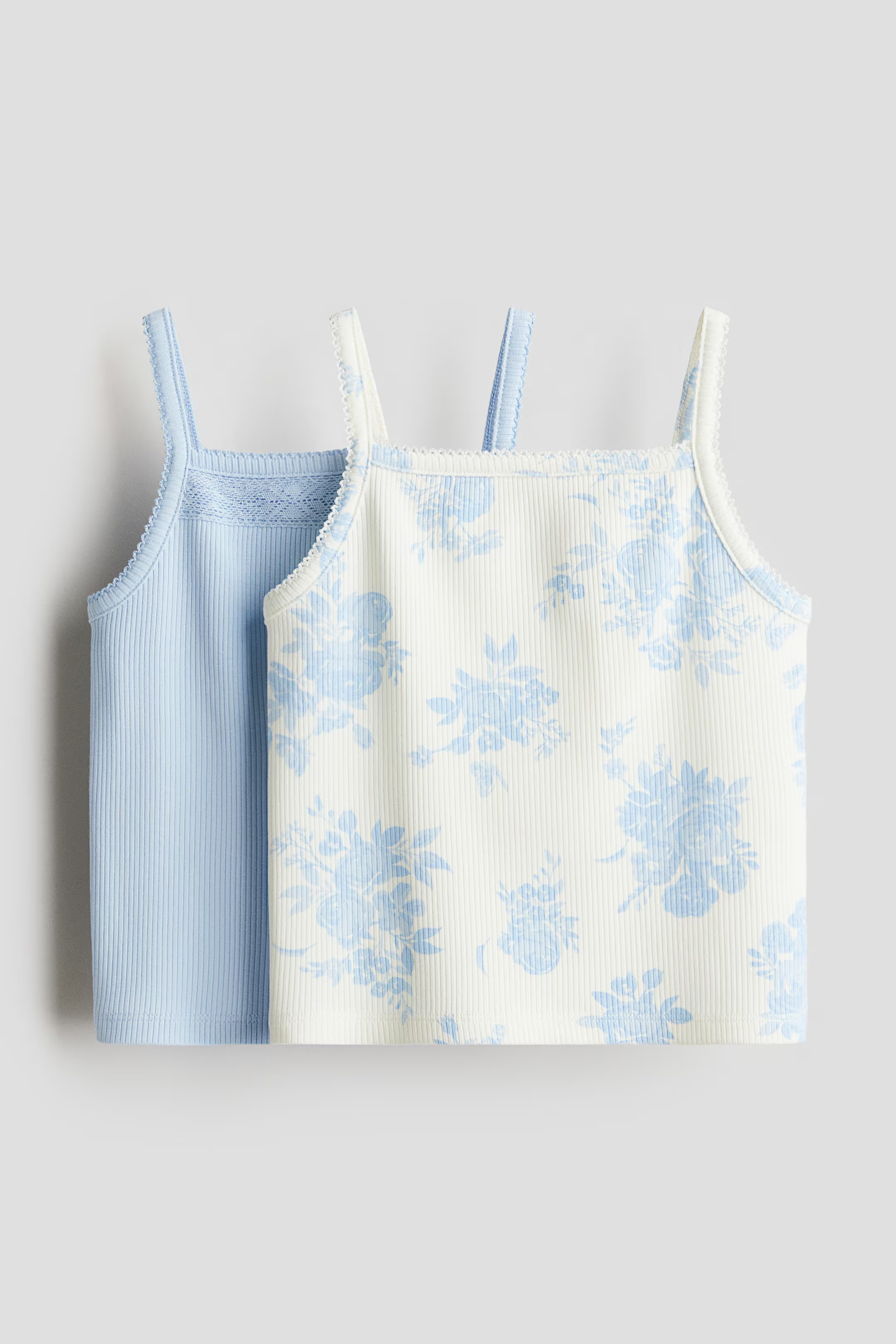 2-Pack Cotton Tank Tops - Light blue/floral - Kids | H&M US | H&M (US + CA)