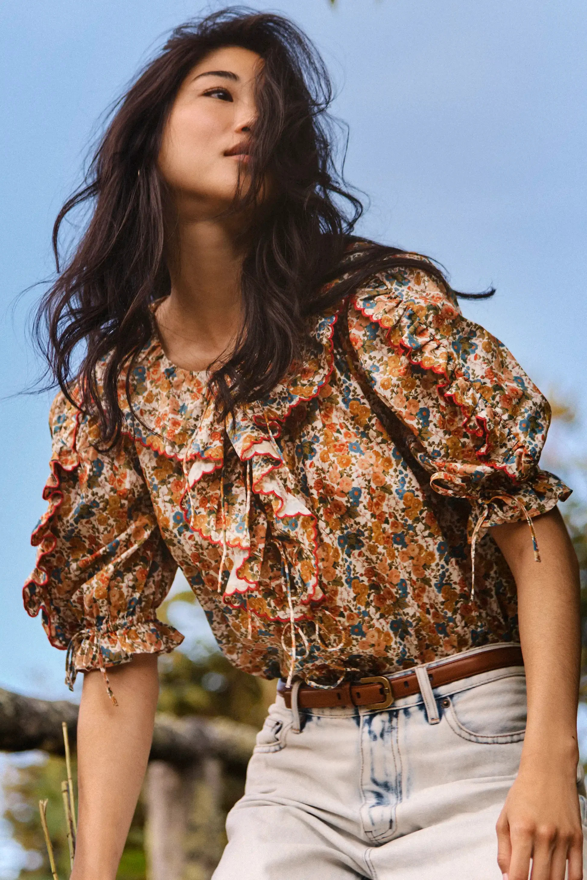 Marigold Top | Ruffle Collared Floral Top | Hunter Bell | Hunter Bell