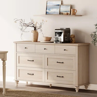 Scarlett Dresser With 7 Drawers For Bedroom, Mid Century Wooden Dresser | Wayfair North America