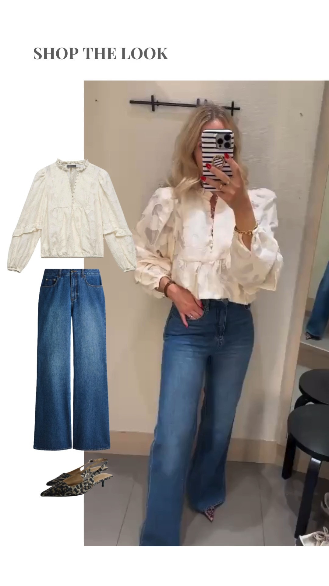 Shop the look! Mint Velvet outfit idea, Cream Jacquard Blouse, spring fashion, spring outfit ideas, blue H&M wide leg jeans, casual style, leopard print heels, white shirt, easy outfit idea, transitional style  

 

#LTKuk #LTKspring #LTKstyletip