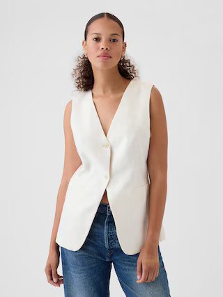 Linen-Cotton Longline Vest | Gap (US)