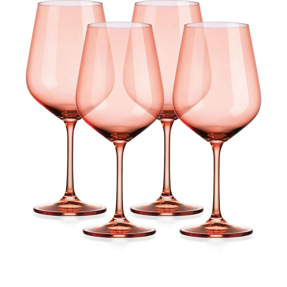 HomeRoots Set Of Four Translucent Blush Coral Large Wine Glasses | Walmart (US)