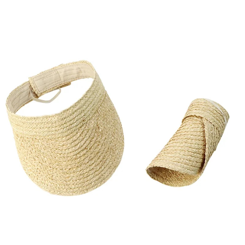 Summer Sun Beach Hat High Quality Solid Color Raffia Straw Visor Cap For Women Ladies Travel Fold... | Walmart (US)