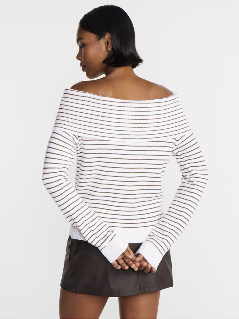 No Boundaries Off the Shoulder Sweater, Lightweight, Women's XXS-XXL | Walmart (US)