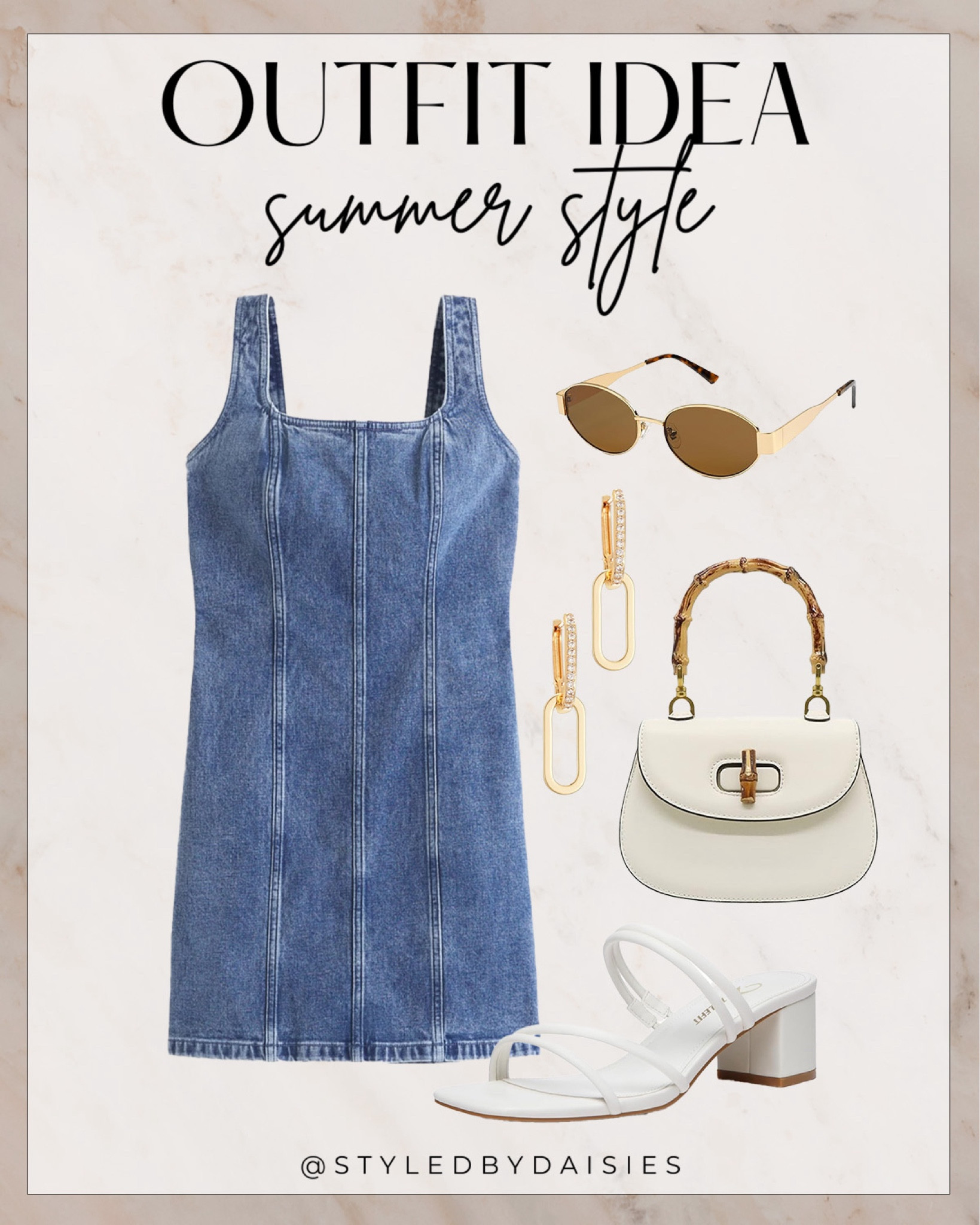 Love this denim summer dress! 

#summerstyle

Summer style. Summer outfit idea. Denim dress for summer. Amazon summer handbag. Designer inspired sunglasses. White strappy mini heels   

#LTKFindsUnder100 #LTKSeasonal #LTKStyleTip