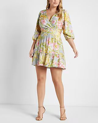 Floral Tie Back Ruffle Hem Mini Dress | Express