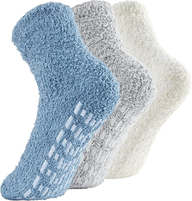 Zando Cozy Fuzzy Socks for Women Non Slip Socks Slipper Socks Fluffy Socks Hospital Socks with Gr... | Amazon (US)