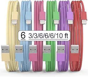[Apple MFi Certified] iPhone Charger, 6Pack(3/3/6/6/6/10 FT) Lightning Cable Apple Charging Fast ... | Amazon (US)