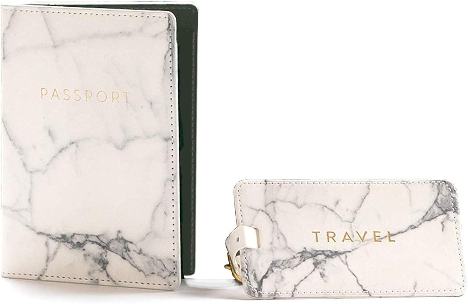 Eccolo Marble Passport Cover Holder And Marble Luggage Tag Set | Amazon (US)