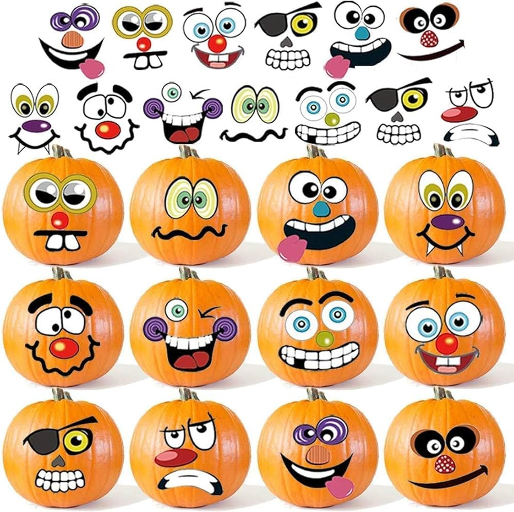 36 Pack Halloween Pumpkin Decorating Stickers Mini Make 36 Small Pumpkin Face Stickers for Hallow... | Amazon (US)