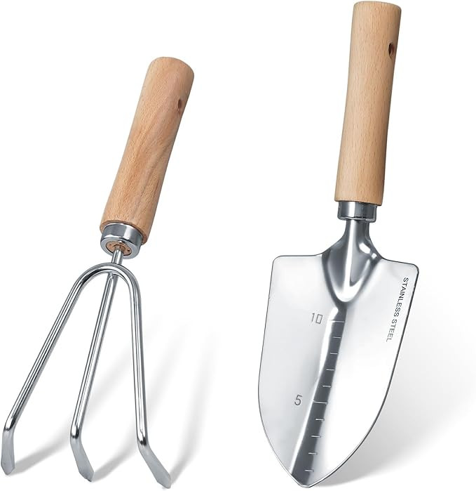 Garden Tool Set, 2 Pieces Stainless Steel Heavy Duty Garden Tools, Gardening Kit with Wooden Hand... | Amazon (US)
