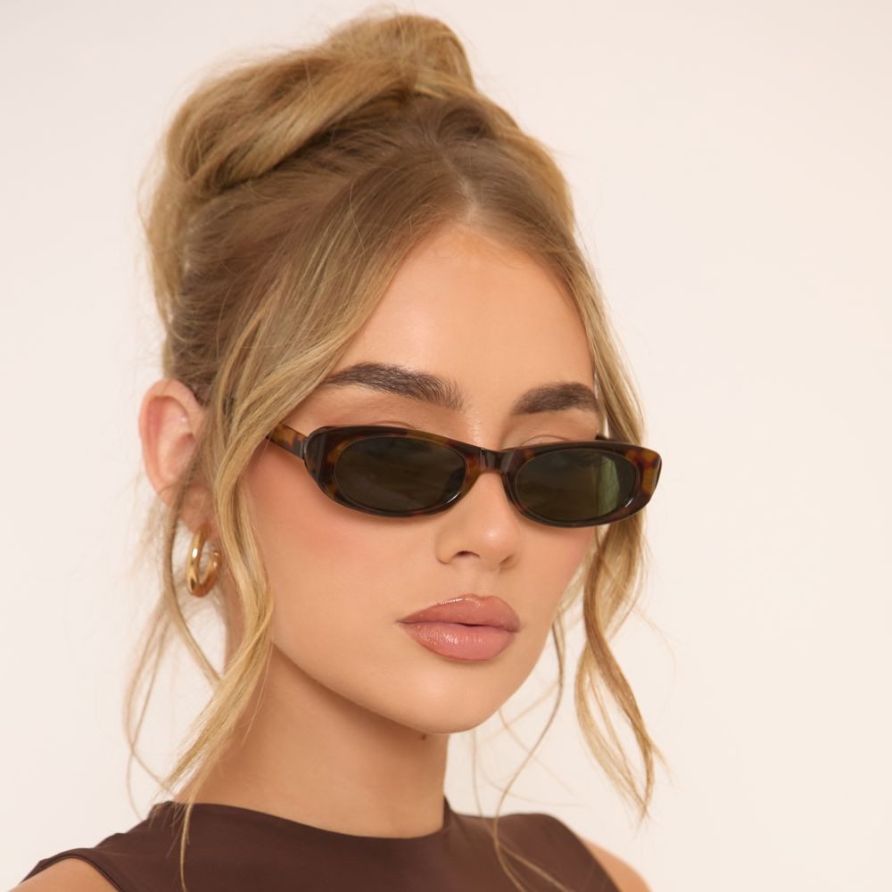 Cateye Shape Thin Frame Sunglasses In Leopard Print | EGO (UK)