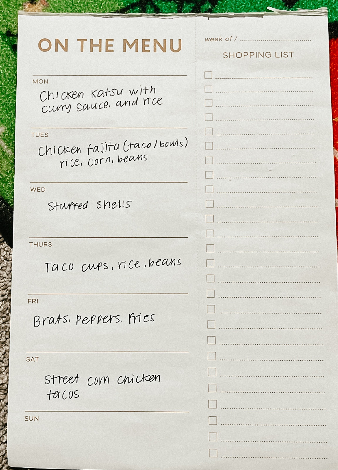 Weekly “on the menu” list! I have yo have my meals written out or else I’ll forget! So nice because it’s magnet and you can stick it to your fridge!

#LTKFindsUnder50 #LTKFamily #LTKHome