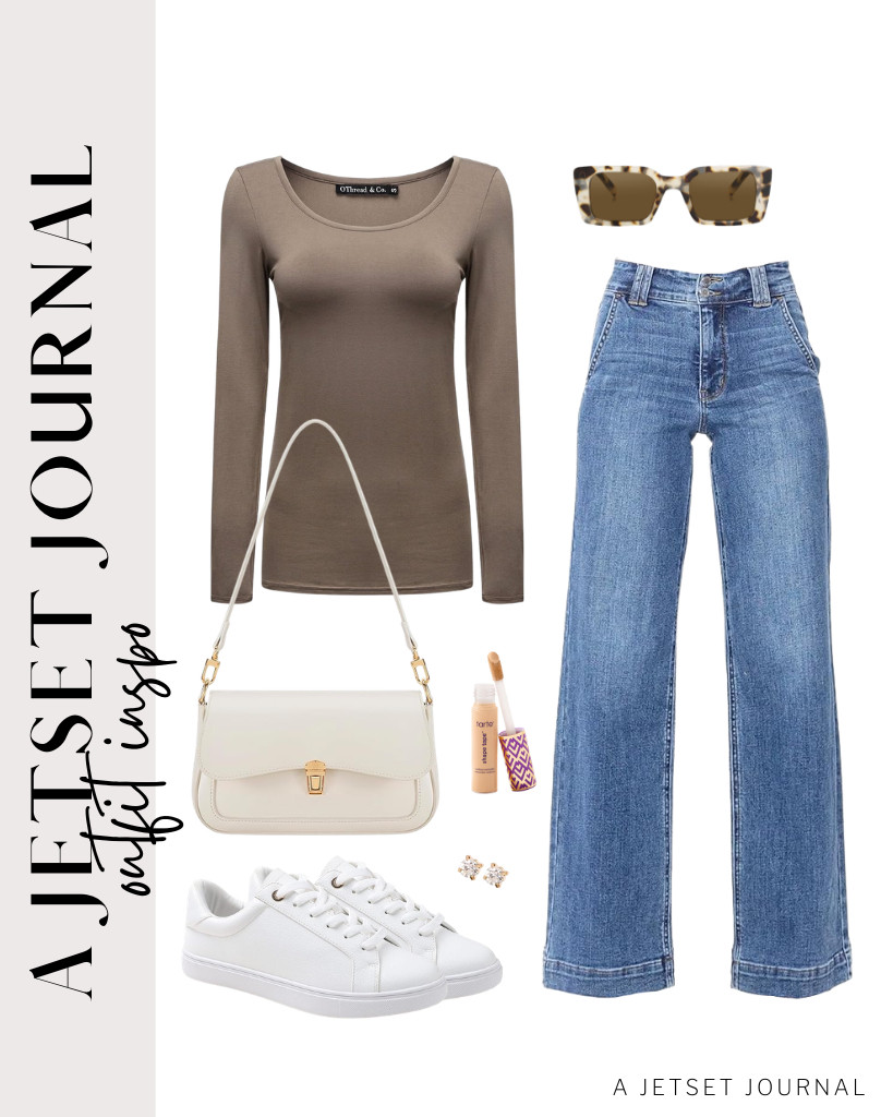 I’m head over heels for this pair of OThread & Co.’s long-sleeve T-shirt and Astylish’s jeans. I love how the sunnies and FEVERSOLE leather sneakers complement the look. 

 #LTKSeasonal #LTKSaleAlert #LTKTravel