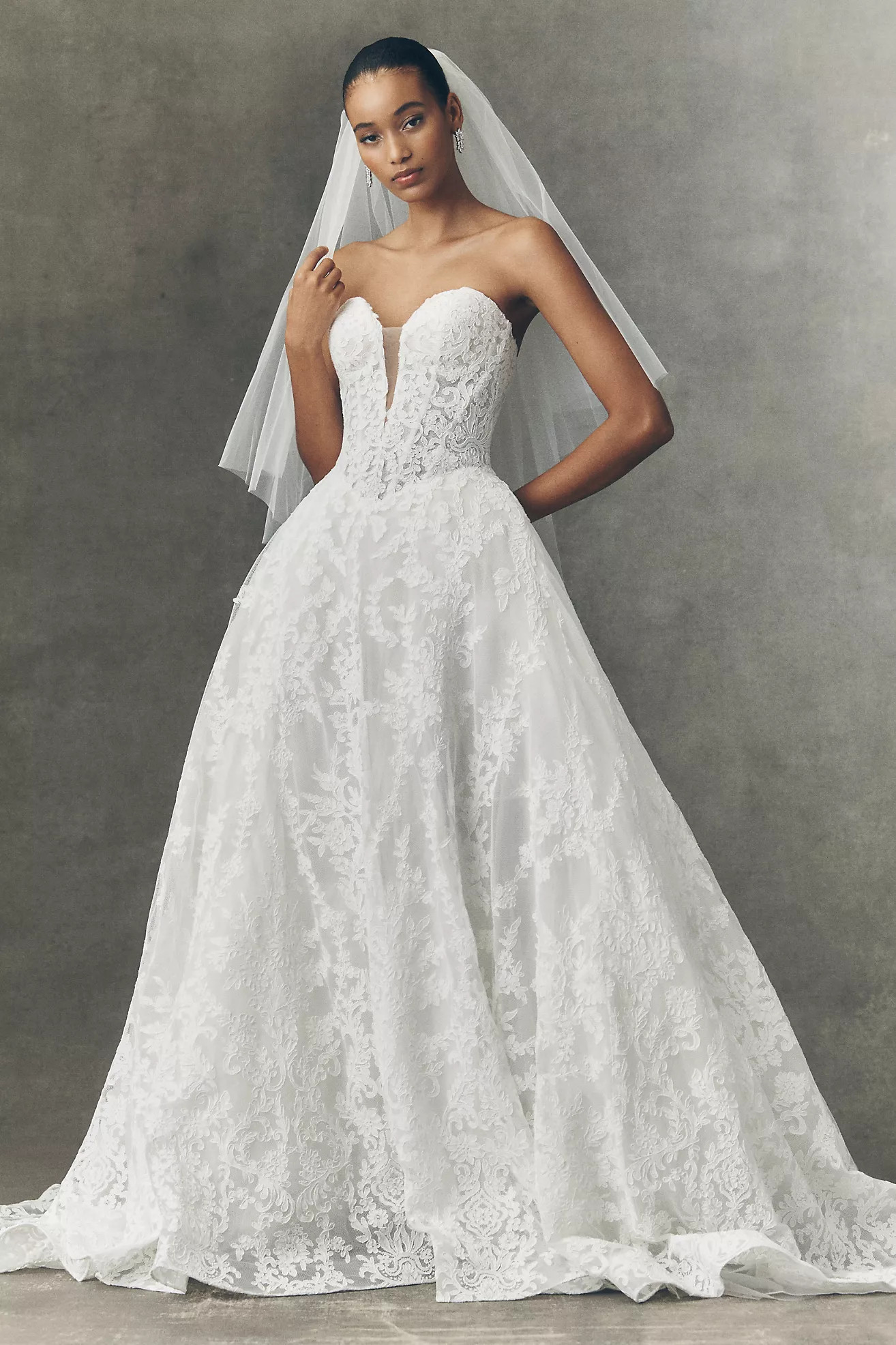 Pronovias x Anthropologie Weddings Kareny Basque-Waist Wedding Gown | Anthropologie (US)