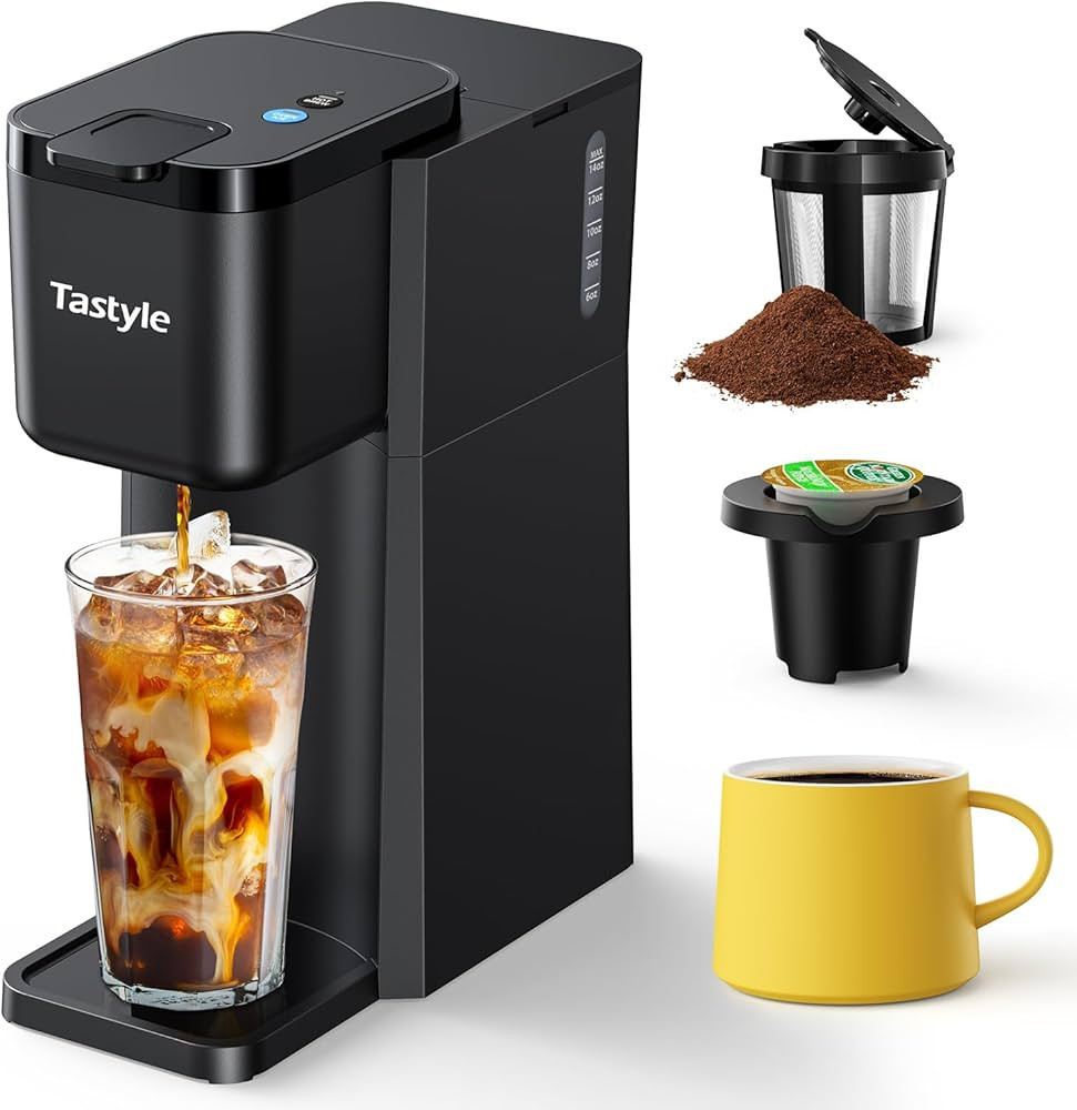 Single Serve Hot and Iced Coffee Maker, One Cup Coffee Machine for K Cup and Ground, 6 to 14 Oz B... | Amazon (US)