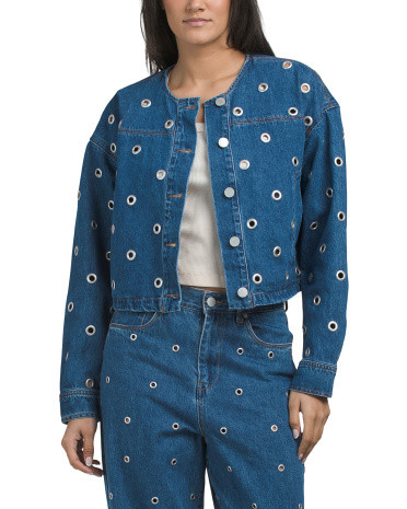 Collarless Grommet Jacket | TJ Maxx