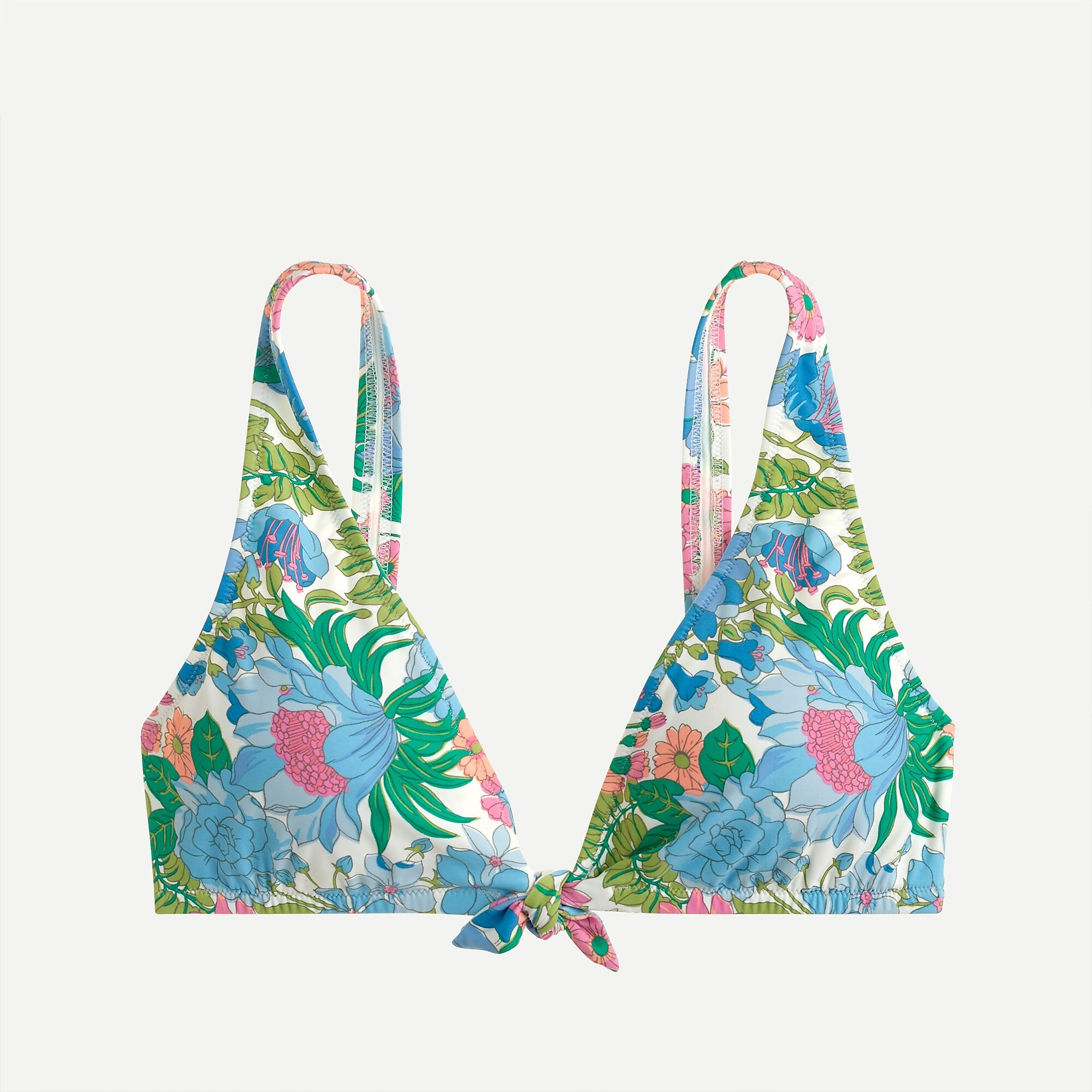 Eco tie-front bikini top in fairy floral | J. Crew US