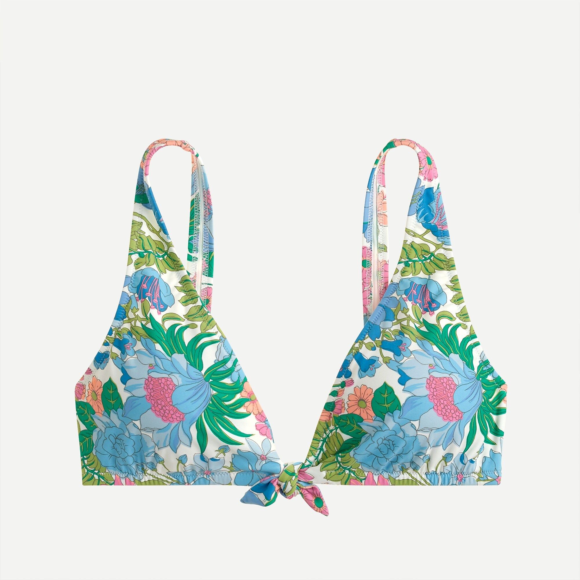 Eco tie-front bikini top in fairy floral | J.Crew US