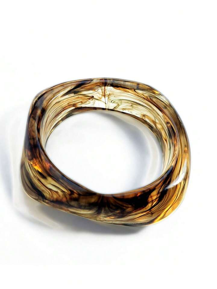 1pc Marbled Tie Dye Translucent Acrylic Bangle Bracelet, Fashion Accessory For Women | SHEIN