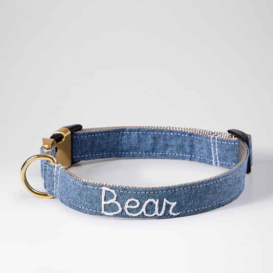 Hand Embroidered Linen Dog Collar | Mark and Graham