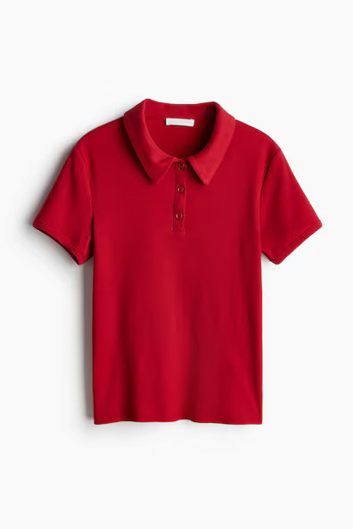 H & M - Ribbed polo shirt - Red | H&M (UK, MY, IN, SG, PH, TW, HK)