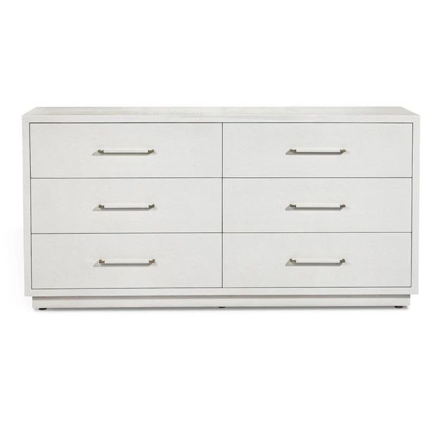 Interlude Home Taylor 6 Drawer Chest - Natural White - Champagne Silver | Alchemy Fine Home