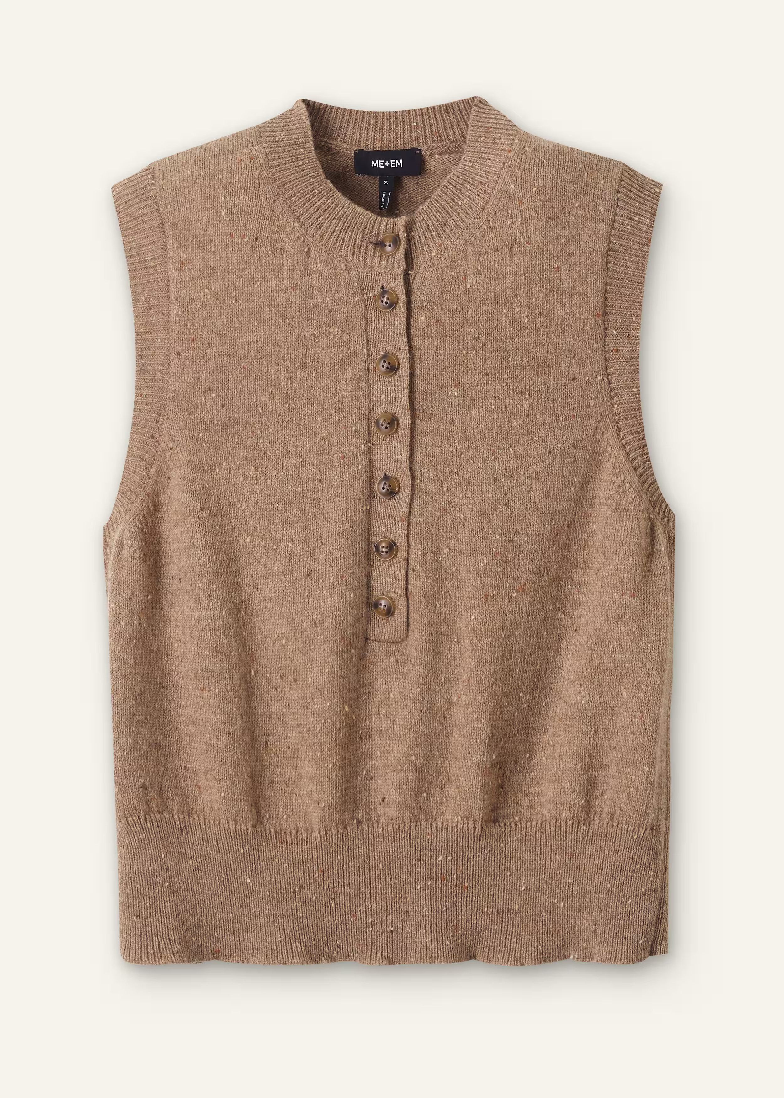 Donegal Button Neck Layering Sweater Vest | ME+EM US