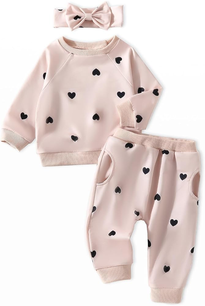 AMAWMW Infant Baby Girl Clothes Long Sleeve Loose Sweatshirts Pockets Pants Headband Outfits Fall... | Amazon (US)