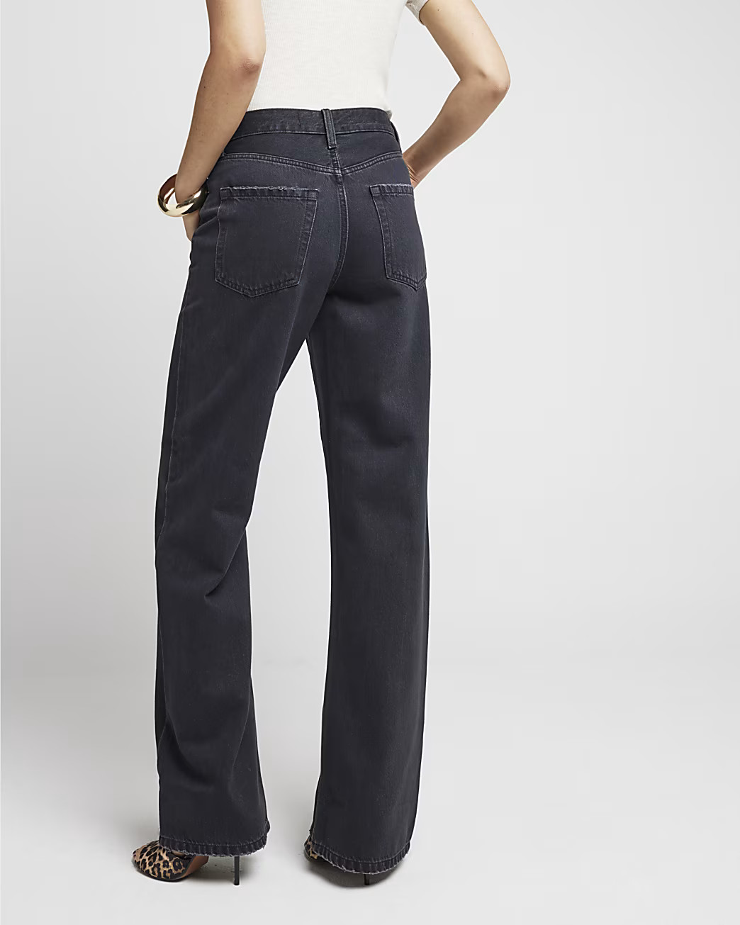 Black High Waisted Relaxed Straight Jeans | River Island (UK & IE)