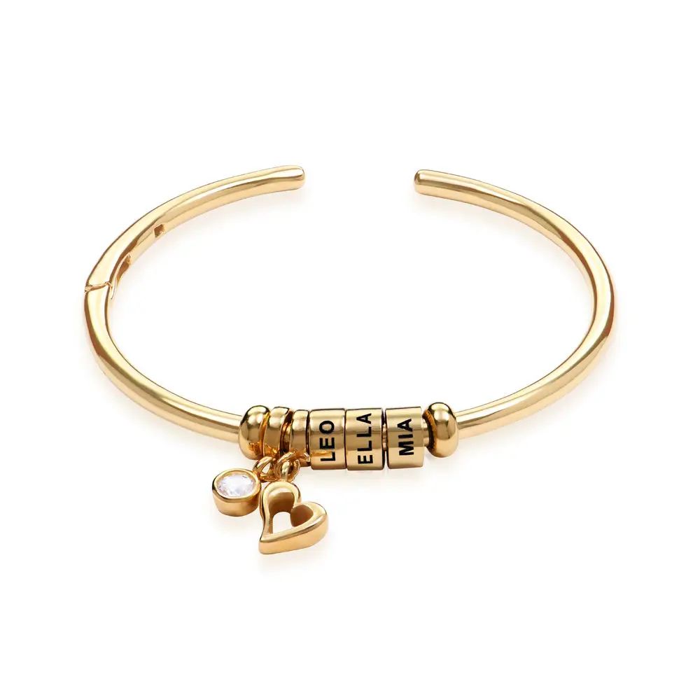 Linda Open Bangle Bracelet with Gold Plated Beads | MYKA